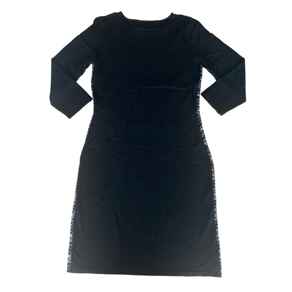 Connected Apparel 3/4 Sleeves Black & White Patterned Knit Dress Size Medium - Picture 8 of 11
